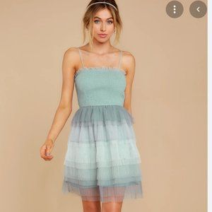 NWT Red Dress Let's Dance Dusty Blue Multi Dress